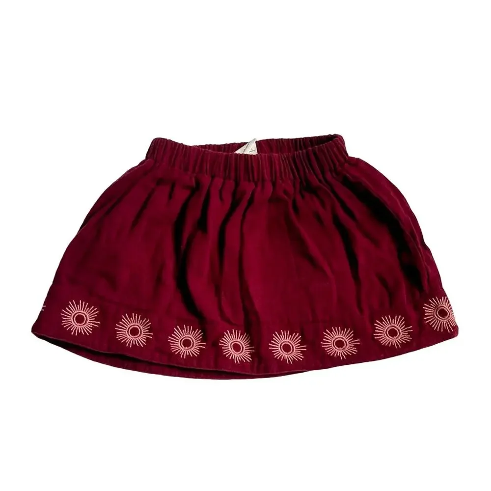 NWT Kate Quinn Embroidered Suns Skirt Pomegranate Organic Cotton Gauze 0-3m - Picture 1 of 1